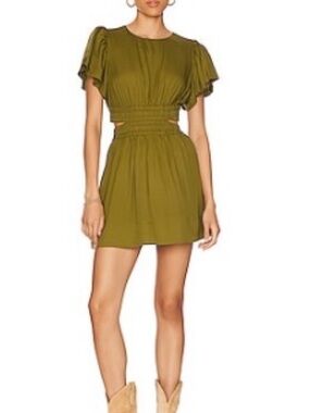 Revolve Olive Green Short Sleeve Cutout Mini Dress -Anna Nata
